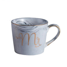 Load image into Gallery viewer, Classic Marble Porcelain Coffee Mug Hand Painted Ceramic Mr and Mrs Tea Milk Cups Cafe Drinkware Novelty Gifts