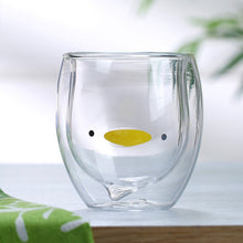 Load image into Gallery viewer, 280ml Creative Cute Bear Double-layer Coffee Mug Cartoon Baby Duckling Animal Milk Glass Lady Cute Gift Cup
